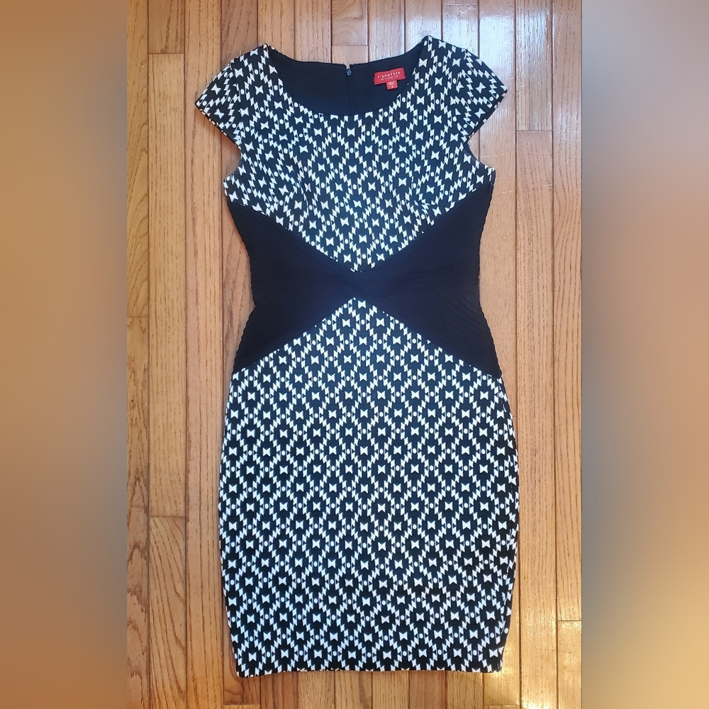 Black White Short Sleeve Dress 4
